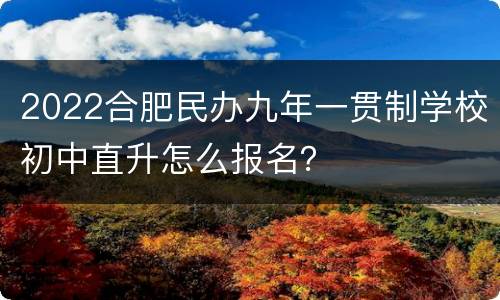 2022合肥民办九年一贯制学校初中直升怎么报名？
