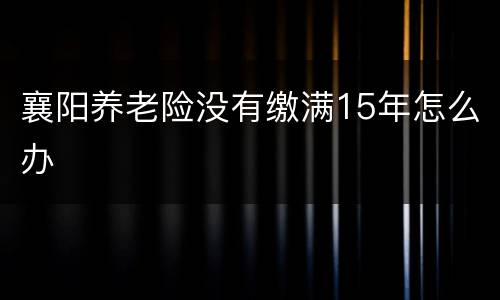 襄阳养老险没有缴满15年怎么办