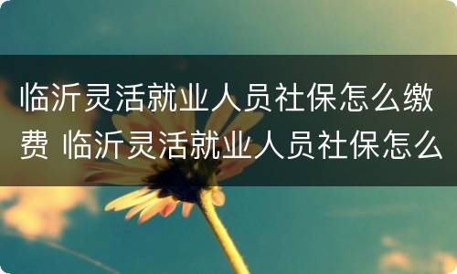 临沂灵活就业人员社保怎么缴费 临沂灵活就业人员社保怎么缴费的