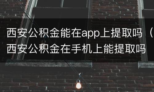 西安公积金能在app上提取吗（西安公积金在手机上能提取吗）