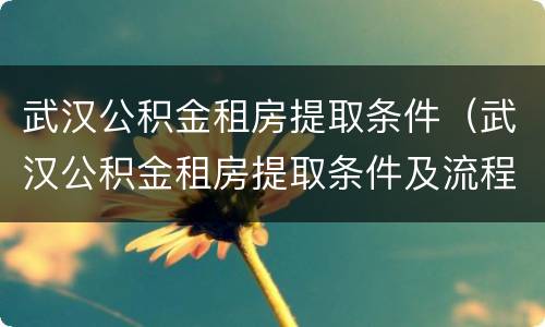 武汉公积金租房提取条件（武汉公积金租房提取条件及流程2022）