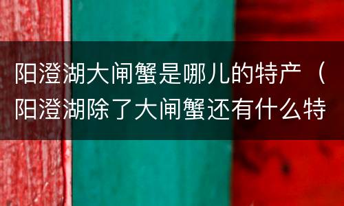 阳澄湖大闸蟹是哪儿的特产（阳澄湖除了大闸蟹还有什么特产）