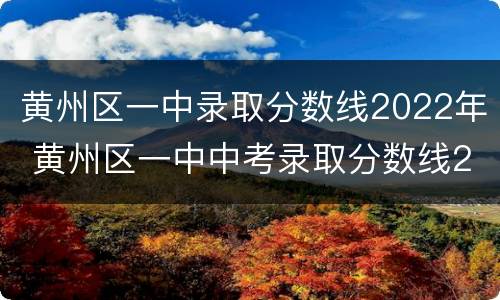 黄州区一中录取分数线2022年 黄州区一中中考录取分数线2021