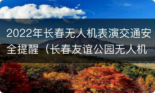 2022年长春无人机表演交通安全提醒（长春友谊公园无人机表演时间）