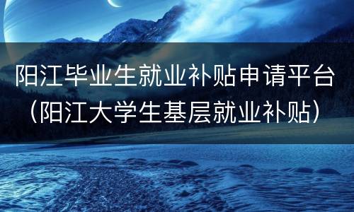 阳江毕业生就业补贴申请平台（阳江大学生基层就业补贴）
