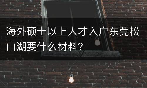 海外硕士以上人才入户东莞松山湖要什么材料？