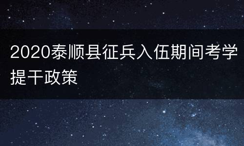 2020泰顺县征兵入伍期间考学提干政策