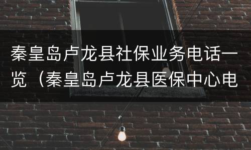 秦皇岛卢龙县社保业务电话一览（秦皇岛卢龙县医保中心电话）
