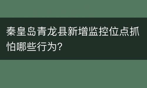 秦皇岛青龙县新增监控位点抓怕哪些行为？