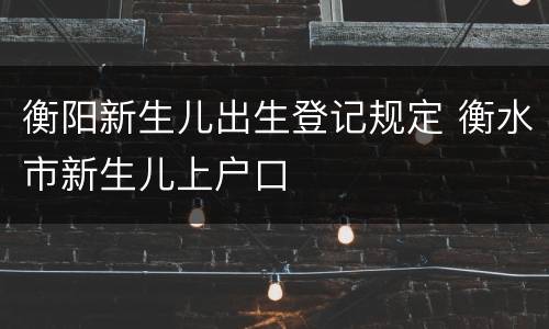 衡阳新生儿出生登记规定 衡水市新生儿上户口