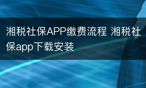 湘税社保APP缴费流程 湘税社保app下载安装