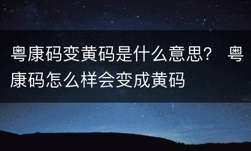 粤康码变黄码是什么意思？ 粤康码怎么样会变成黄码