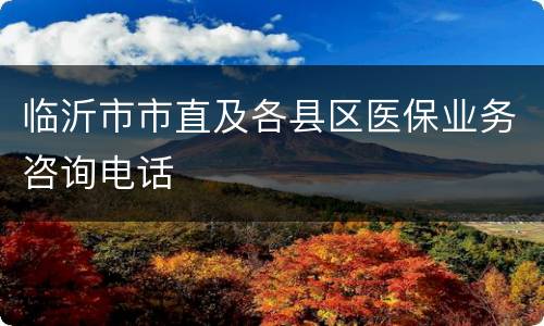 临沂市市直及各县区医保业务咨询电话