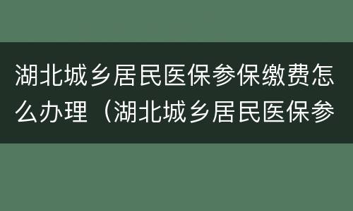 湖北城乡居民医保参保缴费怎么办理（湖北城乡居民医保参保缴费怎么办理手续）