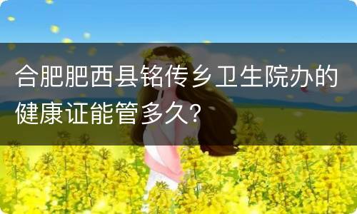合肥肥西县铭传乡卫生院办的健康证能管多久？