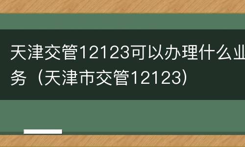 天津交管12123可以办理什么业务（天津市交管12123）