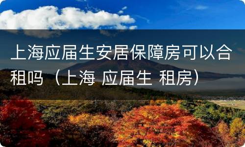 上海应届生安居保障房可以合租吗（上海 应届生 租房）