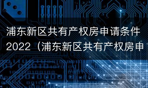 浦东新区共有产权房申请条件2022（浦东新区共有产权房申请条件2022年）