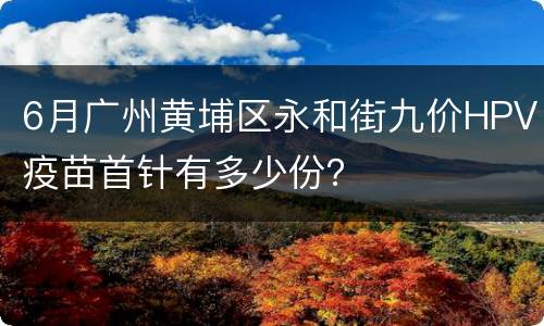 6月广州黄埔区永和街九价HPV疫苗首针有多少份？