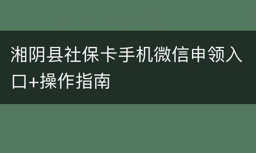 湘阴县社保卡手机微信申领入口+操作指南