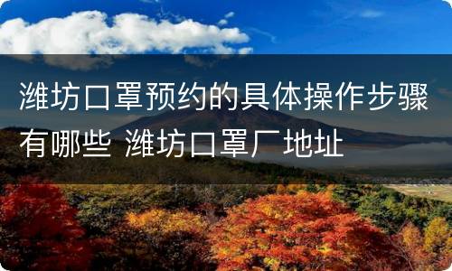 潍坊口罩预约的具体操作步骤有哪些 潍坊口罩厂地址