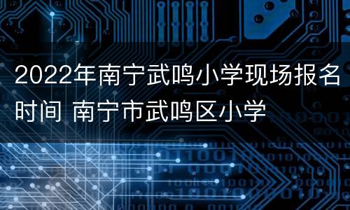 2022年南宁武鸣小学现场报名时间 南宁市武鸣区小学