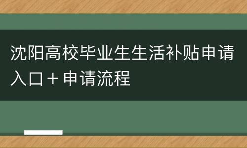 沈阳高校毕业生生活补贴申请入口＋申请流程