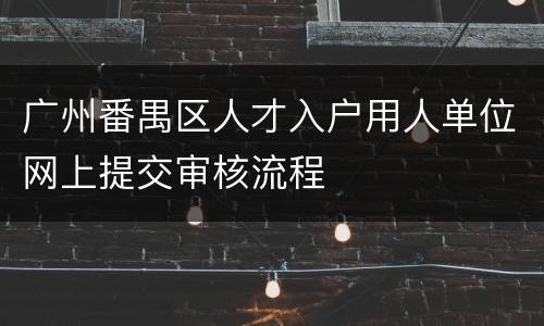 广州番禺区人才入户用人单位网上提交审核流程