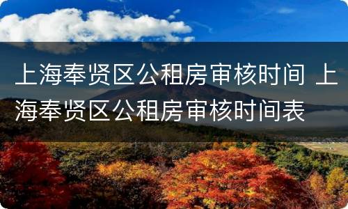 上海奉贤区公租房审核时间 上海奉贤区公租房审核时间表