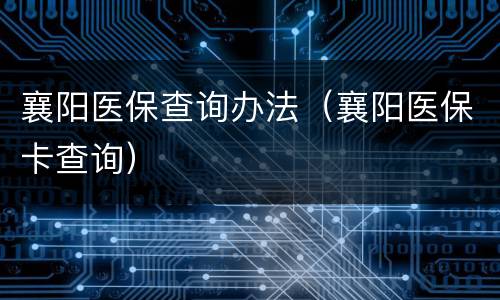 襄阳医保查询办法（襄阳医保卡查询）