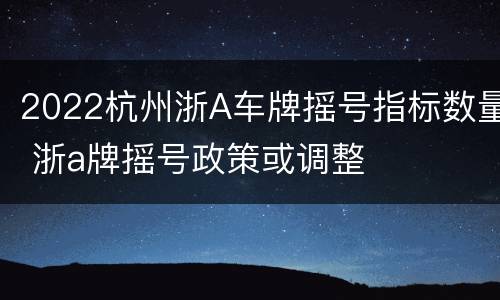 2022杭州浙A车牌摇号指标数量 浙a牌摇号政策或调整