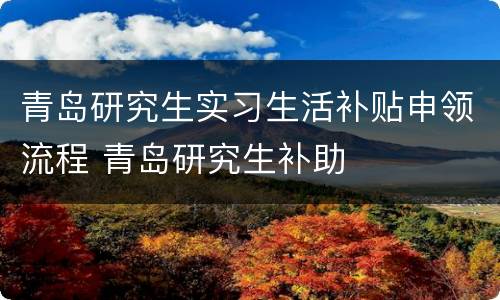 青岛研究生实习生活补贴申领流程 青岛研究生补助