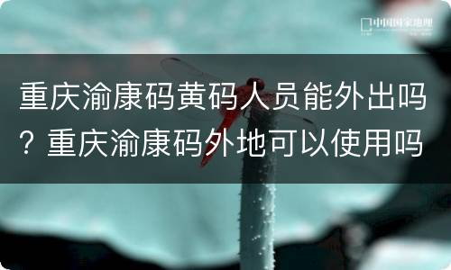 重庆渝康码黄码人员能外出吗? 重庆渝康码外地可以使用吗
