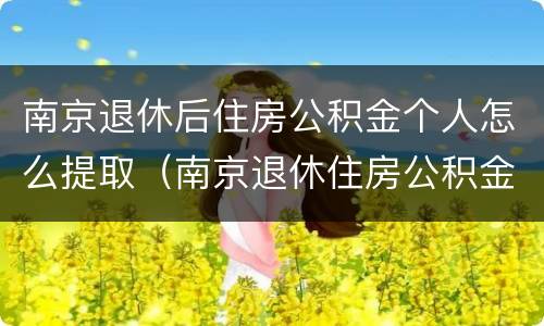 南京退休后住房公积金个人怎么提取（南京退休住房公积金如何提取）