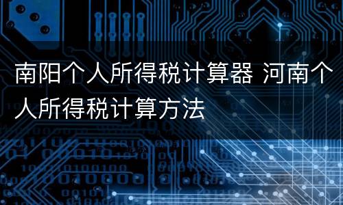 南阳个人所得税计算器 河南个人所得税计算方法