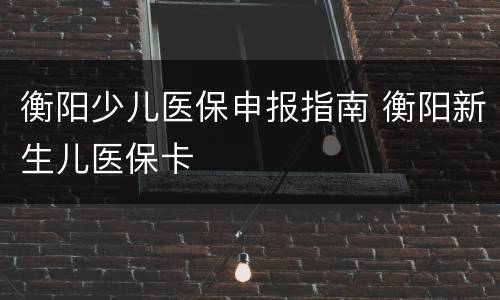 衡阳少儿医保申报指南 衡阳新生儿医保卡