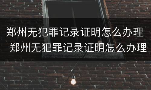 郑州无犯罪记录证明怎么办理 郑州无犯罪记录证明怎么办理手续