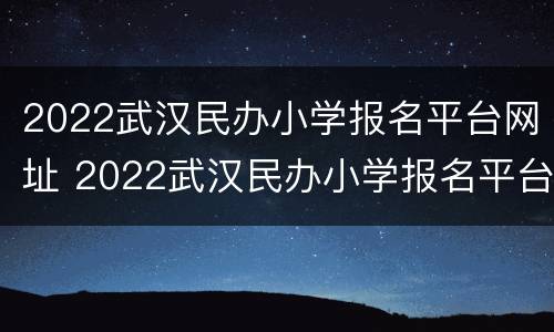 2022武汉民办小学报名平台网址 2022武汉民办小学报名平台网址是多少