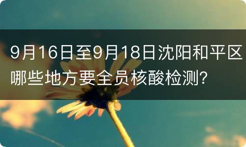 9月16日至9月18日沈阳和平区哪些地方要全员核酸检测？