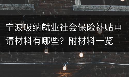 宁波吸纳就业社会保险补贴申请材料有哪些？附材料一览
