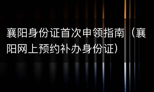 襄阳身份证首次申领指南（襄阳网上预约补办身份证）