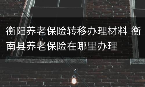 衡阳养老保险转移办理材料 衡南县养老保险在哪里办理