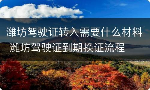 潍坊驾驶证转入需要什么材料 潍坊驾驶证到期换证流程