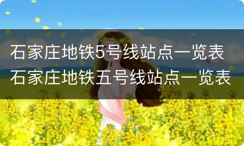 石家庄地铁5号线站点一览表 石家庄地铁五号线站点一览表