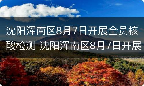 沈阳浑南区8月7日开展全员核酸检测 沈阳浑南区8月7日开展全员核酸检测活动