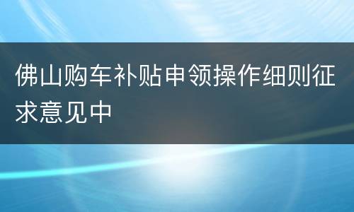 佛山购车补贴申领操作细则征求意见中
