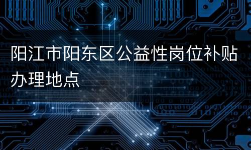 阳江市阳东区公益性岗位补贴办理地点