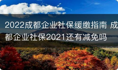 2022成都企业社保缓缴指南 成都企业社保2021还有减免吗