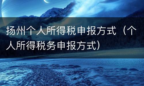 扬州个人所得税申报方式（个人所得税务申报方式）