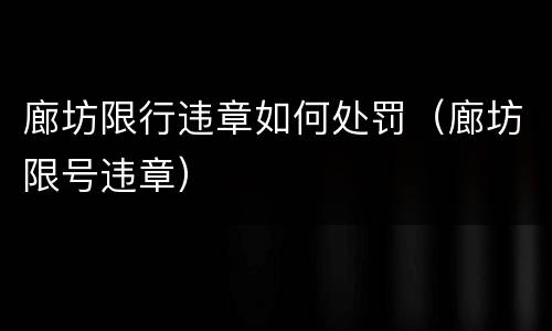 廊坊限行违章如何处罚（廊坊限号违章）